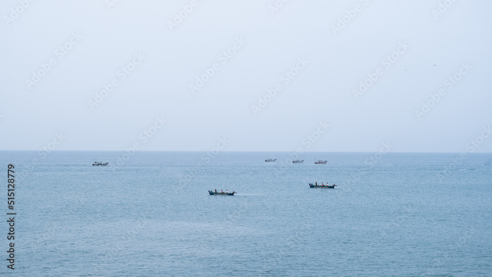 Fishing boats in the middle of a ocean in gokarna Karnataka