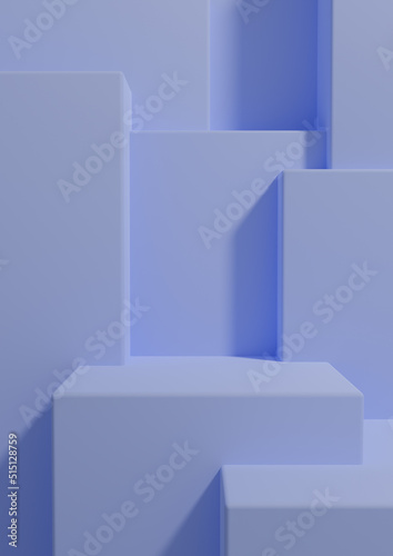 Light, pastel blue 3D rendering product display wallpaper with podium or stand good fore one or two luxury products on simple, minimal, abstract, geometry product photography background © Little River