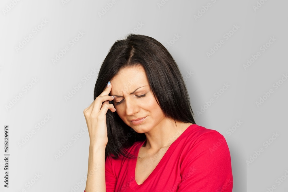 Young woman feels bad because of tooth decay. Problems with teeth or head Young woman feels bad because of tooth decay. Problems with teeth or head