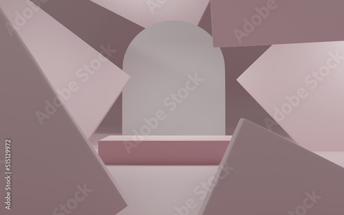 Pastel color product background stand or podium pedestal on empty display with pastel backdrops. 3D rendering.