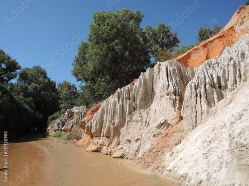 Fairy Stream Canyon,The muddy waters of the Fairy River(Suoi Tien), Tropical oasis scenery of hills with limestone,sandstone plateaux,geological formation.Popular and famous landmark in Mui Ne,Vietnam photo