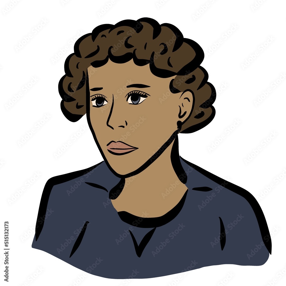 portrait of a dark-skinned middle-aged woman. illustration. Asian. Polynesian. portrait of a dark-skinned middle-aged woman. illustration. Asian. Polynesian.