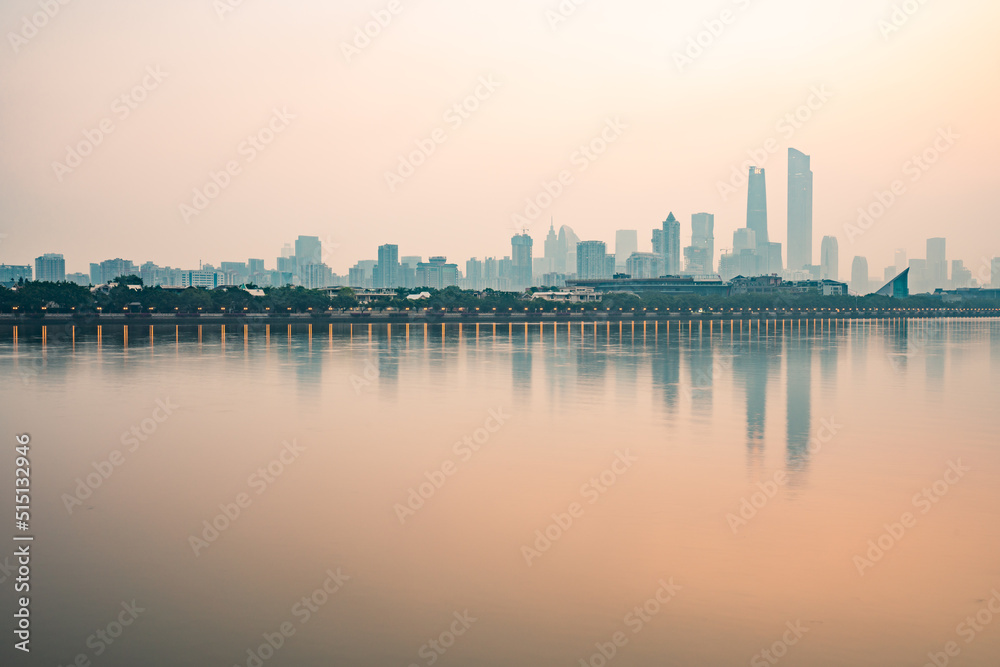 At sunrise in the morning, Guangzhou city skyline