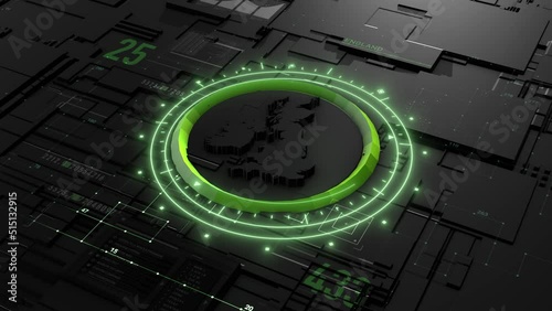 Futuristic  United Kingdom technologically. Futuristic Digital Map of UK. 3D rendering