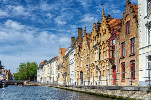 Cityscape old town Bruges Belgium on a sunny day.