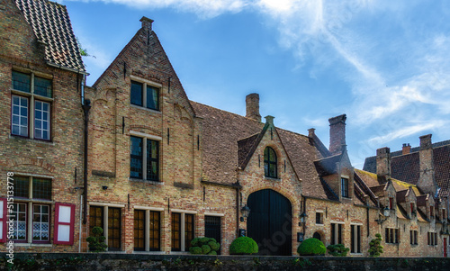 The 18th century De Pelikaan almshouses along the Groenerei in Bruges, Belgium