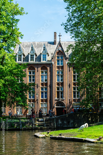lake of love in Minnewater park in Bruges Belgium