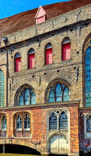 House facades facing the canal - Bruges, Belgium.