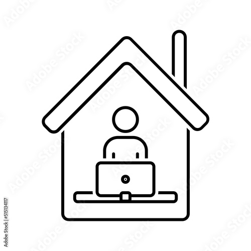 Black line icon for Home office