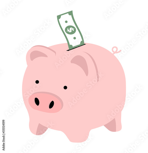piggy bank with dollars Savings Concept