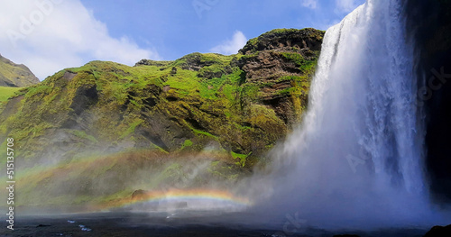 Fototapeta Naklejka Na Ścianę i Meble -  Double rainbow in fabulous waterfall SKÓGAFOSS, Iceland