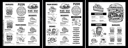 Menu restaurant brochure. Flyer with hand-drawn graphic.	
