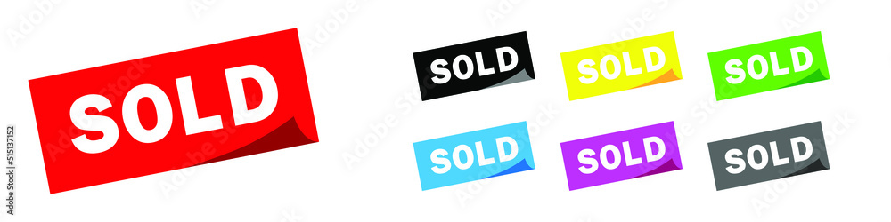 Sold square sticker illustration collection. Sold vector icon set. marketing sign. Sold square sticker illustration collection. Sold vector icon set. marketing sign.