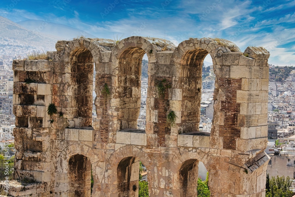 Naklejka premium Odeon of Herodes Atticus overlooking the city Athens Greece