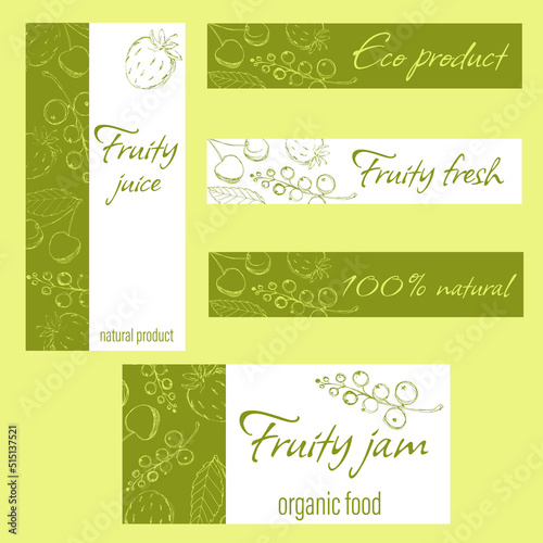 Set of templates for labels, stickers, tags, cards. Sweet fruits.