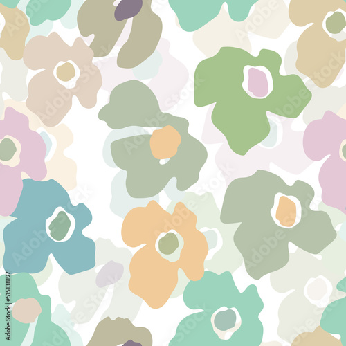 Wallpaper Mural Seamless floral pattern with roses based on traditional folk art ornaments. Colorful flowers on white background. Doodle style. Vector illustration. Design for fabric, textile, paper Torontodigital.ca