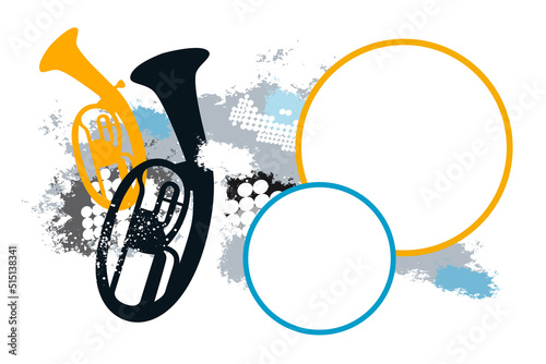 Musik graphic with tuba and text buttons. photo