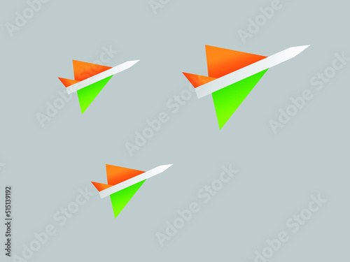 Plane colored with tricolor Indian flag decorative elements for poster and art
