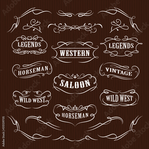 Western hand drawn banners vintage badge vector illustration