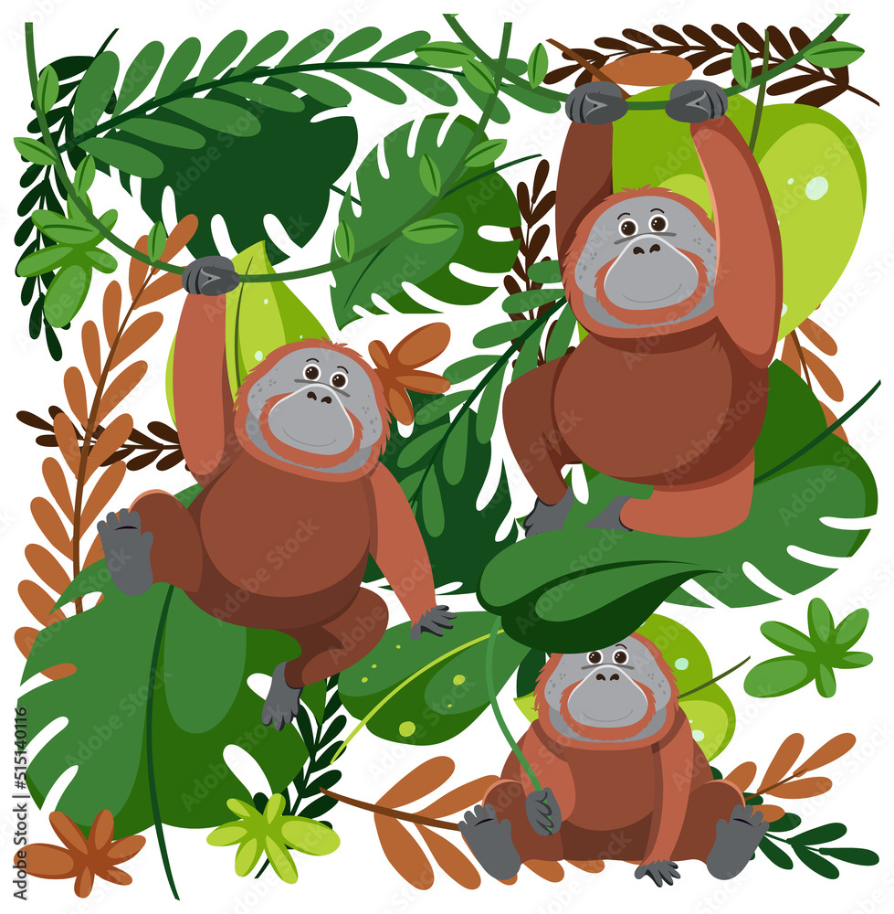 Cute orangutan seamless pattern Cute orangutan seamless pattern