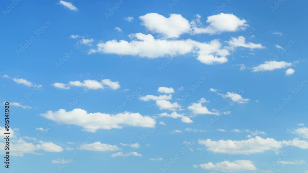 timelapse of beautiful blue sky with clouds on bright sunny day for abstract background