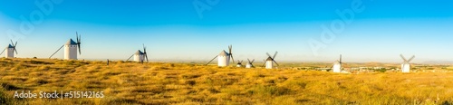 Panoramic view at the Windmills in area of Campo de Criptana  Spain