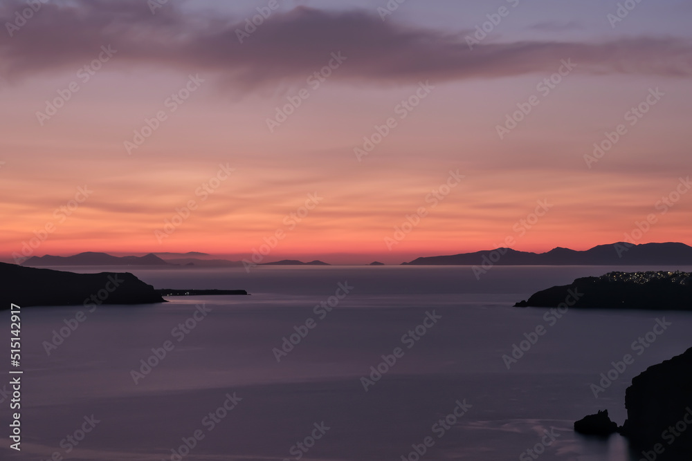 Amazing colourful sunset at Santorini in Greece Amazing colourful sunset at Santorini in Greece