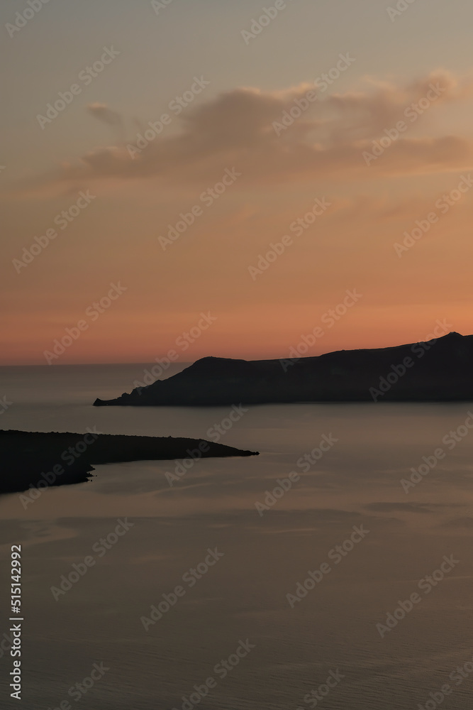 Amazing golden sunset at Santorini in Greece
