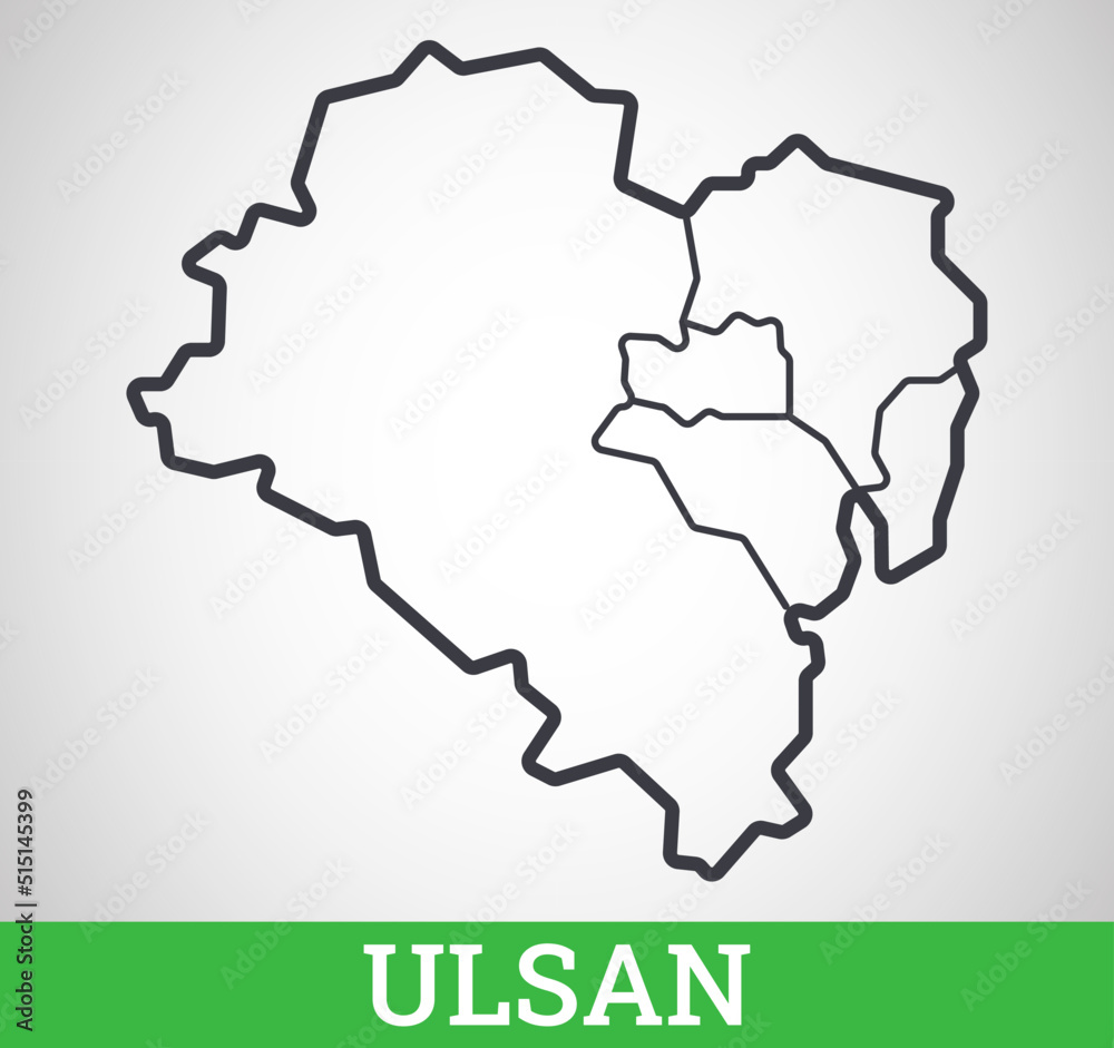 Simple outline map of Ulsan. South Korea. Vector graphic illustration.