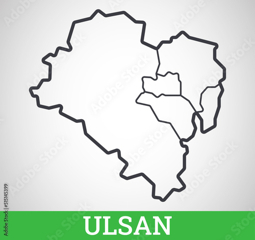 Simple outline map of Ulsan. South Korea. Vector graphic illustration.