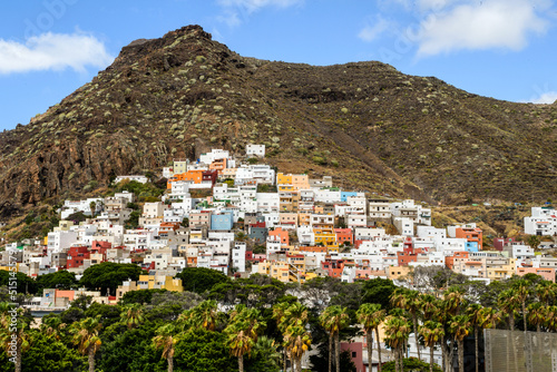 View of San Andrés colorful houses on the side of the mountain, Sta. Cruz de Tenerife, Tenerife, Canary Islands, Spain photo