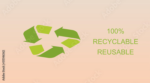 Recyclable reusable. Green recycle arrow isometric icon. Vector sign illustration EPS 10. Isolated on background