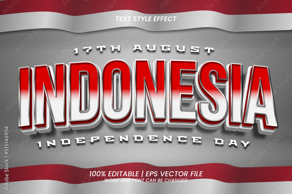 Naklejka premium Editable Text Effect - Indonesia Independence Day 3D Style