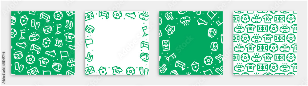 Soccer icon pattern background for graphic design.Square vector template set. Soccer icon pattern background for graphic design.Square vector template set.