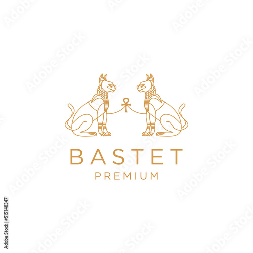 Bastet logo design icon vector