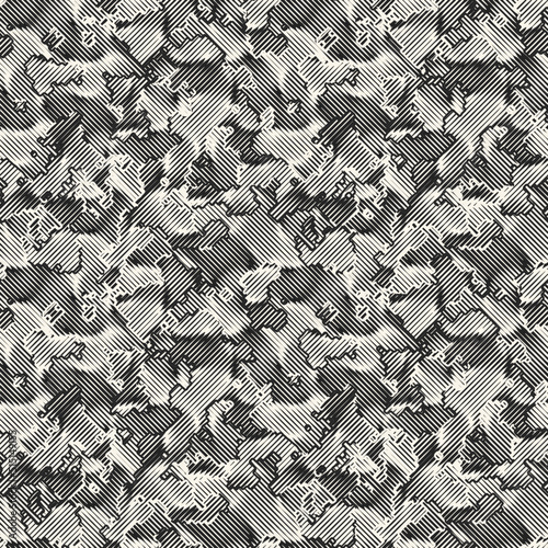 Monochrome Moiré Effect Textured Camouflage Pattern