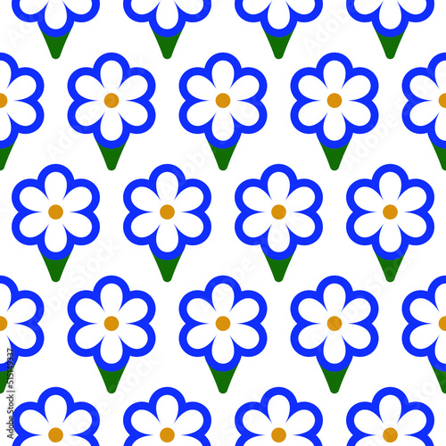 Abstract Retro Daisy Flowers Minimal Seamless Pattern Trendy Fashion Colors Perfect for Allover Fabric Print or Wrapping Paper