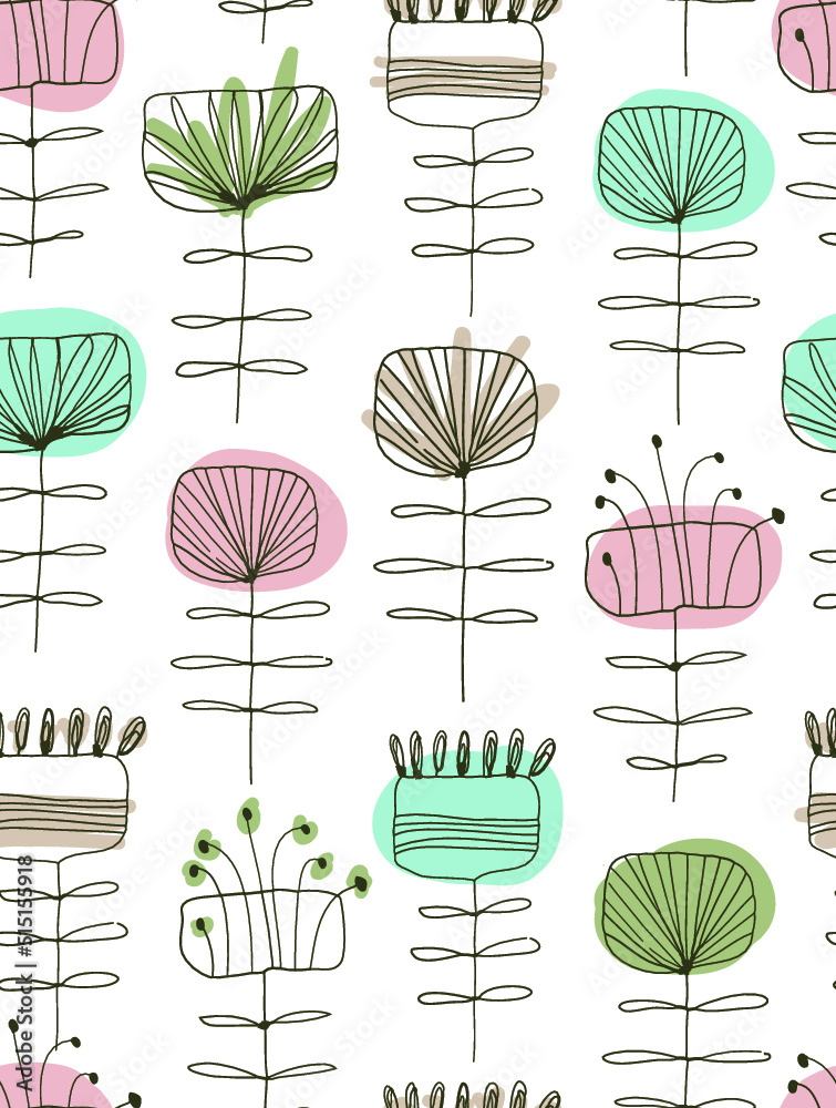 Seamless tiny pattern. Floral vector textura
