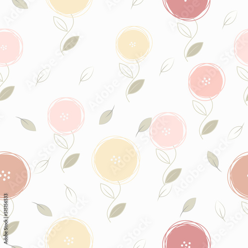 Floral seamless pattern . Flowers and leaves.. Color vector background. Summer and spring print