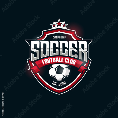 Soccer Football Badge emblem gold red Design Templates | Sport Team Identity Vector Illustrations isolated on Black Background