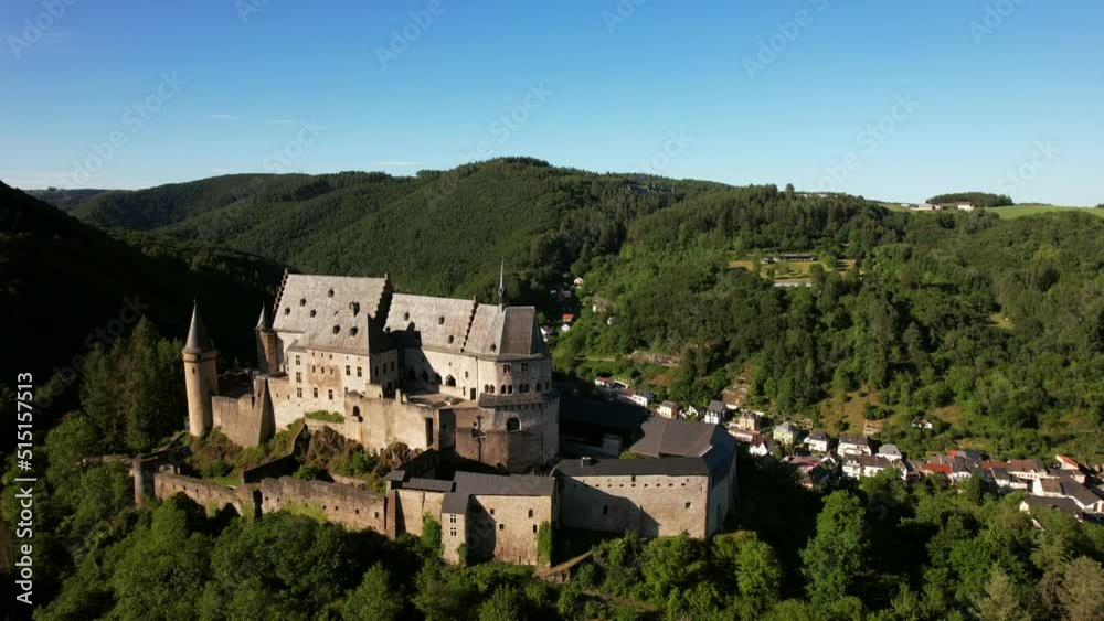 Vianden Castle is located in the city of Vianden in the north of Luxembourg. It is a huge fortified castle with origins dating from the 10th century. It is built in a Romanesque style. Vianden Castle is located in the city of Vianden in the north of Luxembourg. It is a huge fortified castle with origins dating from the 10th century. It is built in a Romanesque style.