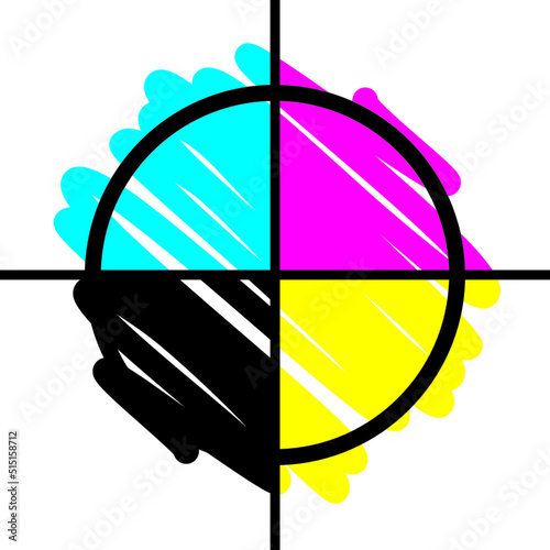 Icono Cruz de registro colores CMYK para impresión
