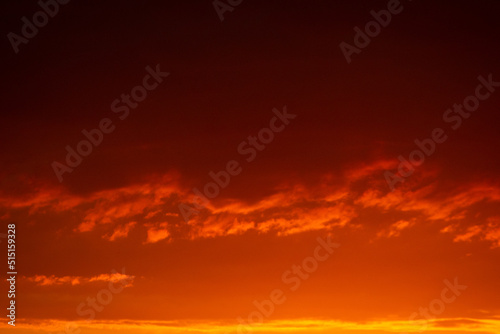 Fiery orange sunset sky. Beautiful sky. © Emils