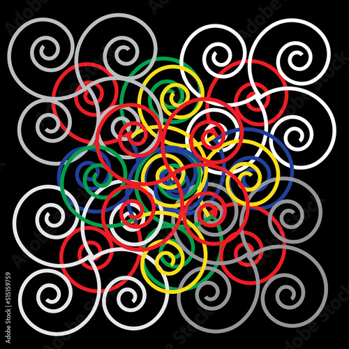 Abstract black vector background with floral ornament.
 Simple drawing with curved lines.
 Beautiful design template for cover, packaging, website, wallpaper.
   