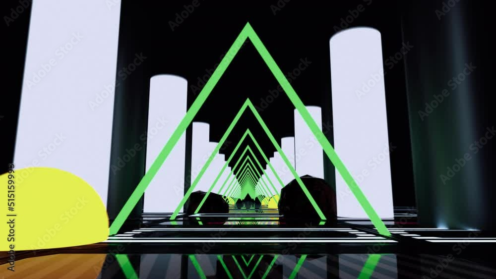 Triangle Neon Loop Road, Animation.Full HD 1920×1080. 09 Second Long. LOOP.