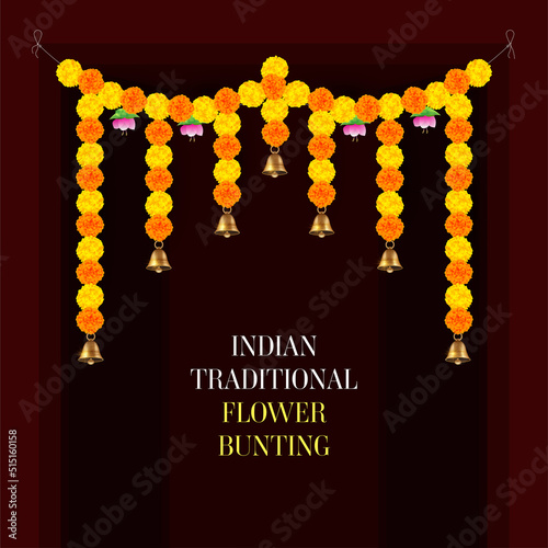 Indian festival decoration flower bunting designs also called toran