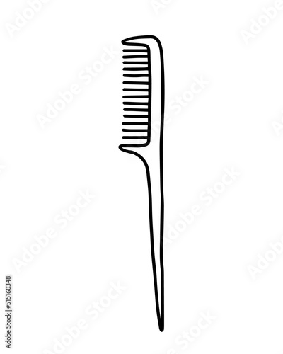 Doodle vector salon hairbrush illustration. Hand drawn comb isolated