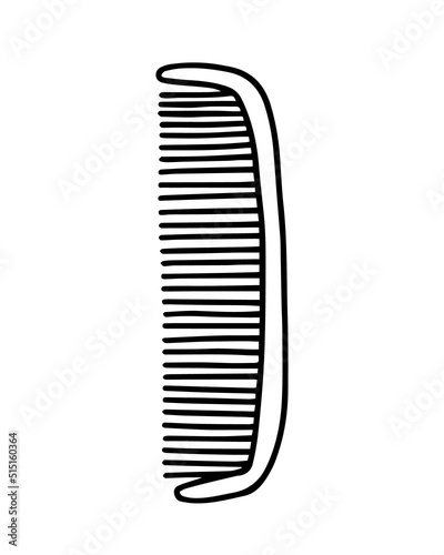 Doodle vector hairbrush illustration. Hand drawn comb isolated