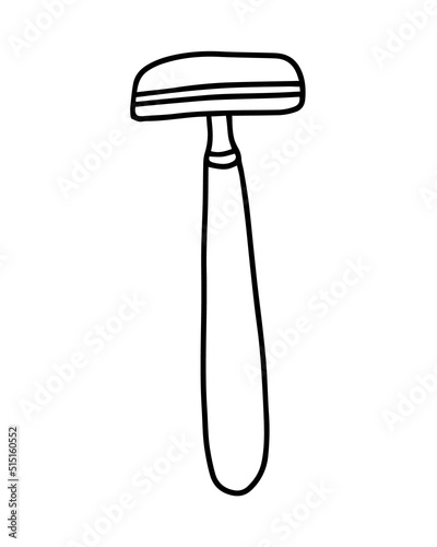 Doodle barber razor vector illustration. Hand drawn blade for shaving.