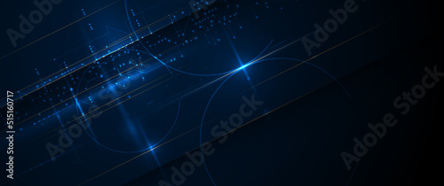 Vector abstract circuit board, Illustration high tech cyberspace, network connection, science and information technology on dark blue color background. Hi-tech digital technology, futuristic concept
